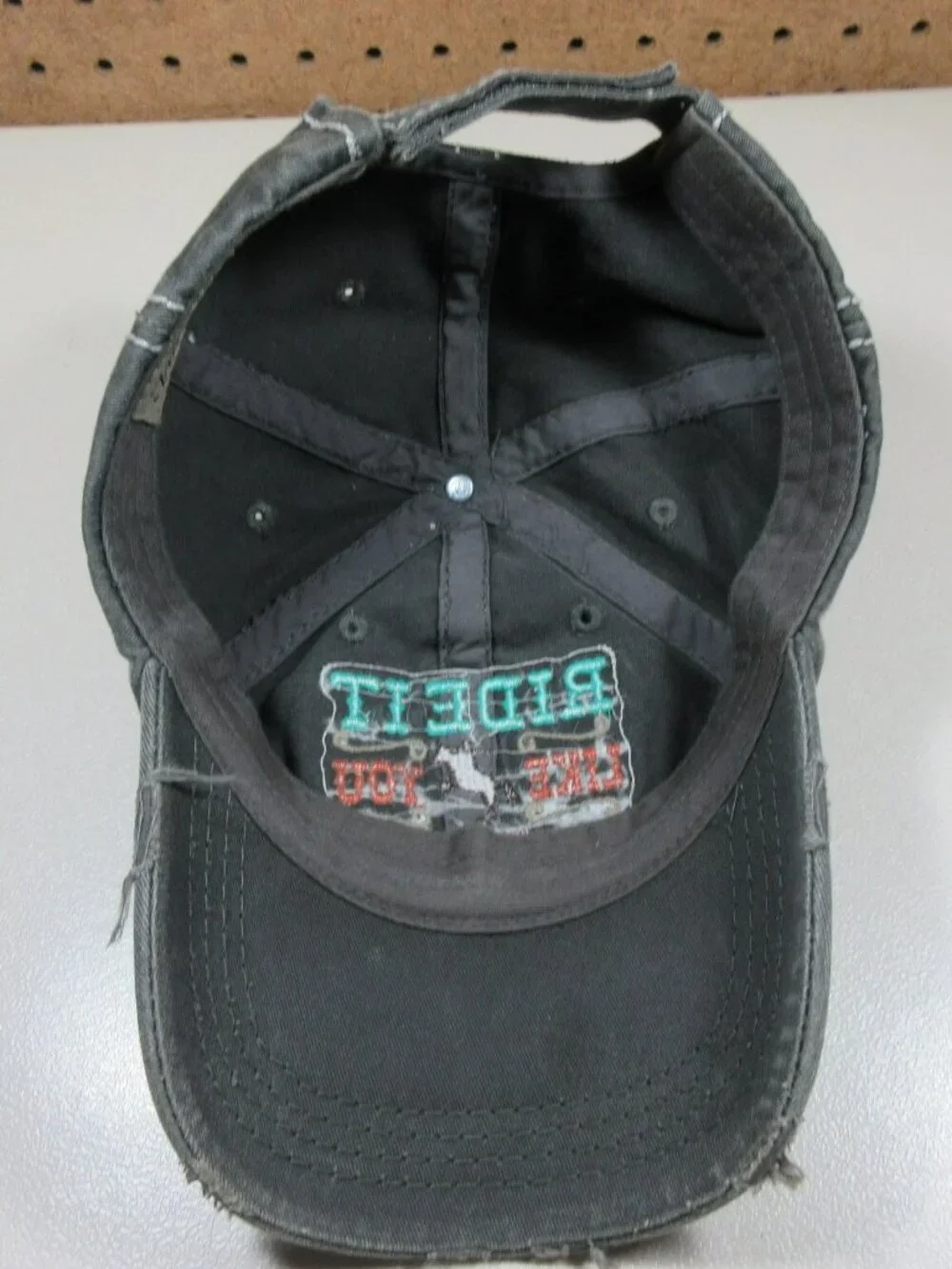 KB ETHOS womens gray distressed Ride It Equestrian Cowgirl strapback hat